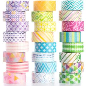 YUBBAEX 24 Rolls Washi Tape Set Basic Skinny Masking Decorative Tapes for Arts, DIY Crafts, Journals, Planners, Scrapbooking, Wrapping (Mini Graphics)