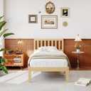 14 in High Solid Bamboo Wood Twin XL Bed Frame with Headboard, Platform Twin XL Size Bed Frame, Heavy Duty, No Box Spring Needed, Nosie Free