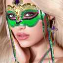 2 x Yukee Mardi Gras Mask W/Mardi Gras Beads Earrings Accessories for Women, Feathers Mardi-Gras Masks Masquerade Mask W/Mardi-Gras Beads Necklaces Fleur De Lis Earrings Jewelry for Carnival Party Parade