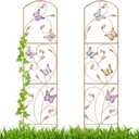 Skcoipsra 2 Pack Butterfly Garden Trellis, 52.3'' x 12.5'' Rustproof Metal Fence Trellis for Outdoor Climbing Plants, Decorative Vines Flowers Plant Support for Lawn, Yard, Patio, Balcony, Arched