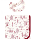 Touched by Nature Baby Girl Organic Cotton Swaddle Blanket and Headband or Cap, Winter Woodland, One Size
