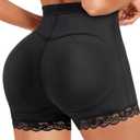 AOSBOEI Women Butt Lifter Panties Padded Shapewear Hip Enhancer Pads Shorts Seamless Underwear Tummy Control Boyshorts (Medium, Black)