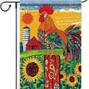 Spring Summer Rooster Garden Flag Farmhouse Chicken Garden Flags for Outside Floral Rooster Yard Flag 12x18 Double Sided Small Outdoor Welcome Flags Farm Chicken Coop Decor
