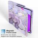 Supveco Case for iPad (A16) 11th Generation 11 inch (2025),iPad 10th Generation 10.9 inch (2022) with Pencil Holder-[Auto Wake/Sleep],Premium Folio Stand Case with Soft TPU Back Cover-Marble Lilac