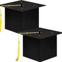 2 Packs 2025 Graduation Cap Shaped Card Box with Tassel Black Grad Cap Shaped Card Holder for College Graduation Gift Box Party Supplies Decorations