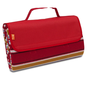 Fleece Picnic Blanket with Waterproof Backing Red Multicolor 60 x 53 Inches (Pack Of 4)