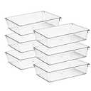 Ravinte 6 Pack Drawer Organizer - 6" X 9" Plastic Storage Bins, Acrylic Organizers with Non-Slip Pads Clear Desk Storage Tray for Makeup, Jewelries, Kitchen Utensils, Bathroom and Office