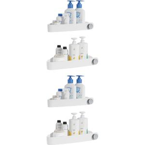 Sotfamily Shower Caddy Corner, 4 Pack Adhesive Corner Shower Shelves for Bathroom Organizers and Storage, Rust Free Plastic Rack for Bathroom Accessories & Decor, White