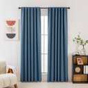 Pickluc Blackout Curtains 84 Inches Long 2 Panels, Black Out Drapes for Bedroom or Living Room, Back Tab and Rod Pocket Top, Set of Two, Stone Blue, 52" Wide and 84" Length