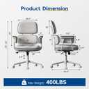 HomeZeer White Office Chair, Memory Foam Seat Mid Century Modern Desk Chair | 3.9" Sloped U-Shaped Memory Foam Cushion, Granular Linen Fabric, Lumbar Support, 1.2mm Sturdy Metal Tube, 400LBS Capacity, 20 inches x 19.5 inches x 42 inches