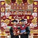 Graduation Decorations Class of 2026 Maroon and Gold Graduation Decorations with Congrats Grad Banner,Backdrop,Porch Sign,Balloons,Hanging Swirls,Honeycomb Centerpieces,Box for Graduation Party Decor