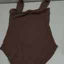 MANGOPOP Tank Top Bodysuit for Women Square Neck Sleeveless Backless Body Suits Going Out Tops (Medium, Coffee)