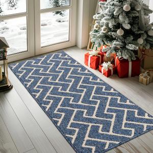 hicorfe Kitchen Rugs and Mats,Kitchen Mats for Floor,20"x48" Non Slip Runner Rug,Absorbent Resist Dirt Comfort Standing Mat Machine Washable for Entryway,Hallway,Front of Sink(Navy Blue)