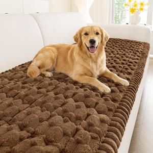Smiry Couch Covers for Dogs Washable, Non Slip Fuzzy Pet Couch Covers for Sofa, Soft Thick Sofa Slipcovers Furniture Protector Pet Friendly (Chocolate, 27.6" x 47")