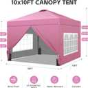 GDY 10x10FT Pop-Up Canopy Tent — with 4-Side Walls & Vented Top, Portable Outdoor Event Tent for Garden, Poolside, Parks, Parties,Camping, Pink.