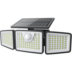 daphino 2500LM Solar Lights Outdoor with Motion Sensor,3 Head 270 Wide Angle Street Area Lights,IP65 Waterproof Security Lighting with 3 Modes(Non-Remote,1 Pcs)