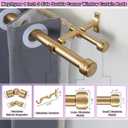 Warm Gold Double Corner Window Curtain Rods with Aluminum End Cap Finials and Brackets,1 Inch Diameter Dual Bay Window Curtain Rods, Adjustable 2 Sided 20-36" and 36-72" Center Double Rod