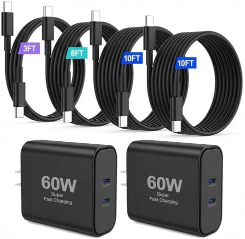 iPhone 17 Charger,45W Fast Charging Dual Port USB C Charger Block with 3/6/10/10FT Type C Charging Cable-PD Quick Adapter 3.0 for iPhone 17e/17/17 Pro/17 Pro Max/Air/16/15 Pro Max/Plus,iPad (Black)