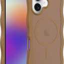 Cute Wave Design Case for iPhone 17, MagSafe Compatible, 16FT Military Protection, Translucent Matte TPU Shockproof Cover,Brown