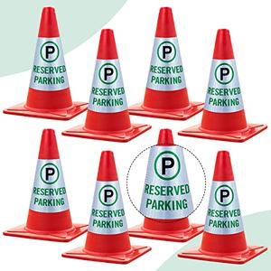 Oudain 7 Pack Reserved Parking Cone Sleeve Bright Reflective Reserved Sign 360° High Visible Message Sleeve Reserved Parking Signs for Traffic Safety Cone Driveway Road Commercial Residential Area Oudain 7 Pack Reserved Parking Cone Sleeve Bright Reflective Reserved Sign 360° High Visible Message Sleeve Reserved Parking Signs for Traffic Safety Cone Driveway Road Commercial Residential Area