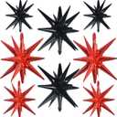 TONIFUL 8 Pcs Black Red Star Foil Balloons Large Explosion Star Mylar Decorations for Party Backdrop Christmas New Year Birthday Wedding Baby Shower Anniversary Photo Booth Supplies