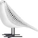 Quoowiit Bird Figurine, Modern Sculpture and Statues for Home Decor, Animal Statues for Bookshelf, Table, Entryway, Fireplace, Resin Decorative Sculpture with Chic Polka Dots Art Design (White)