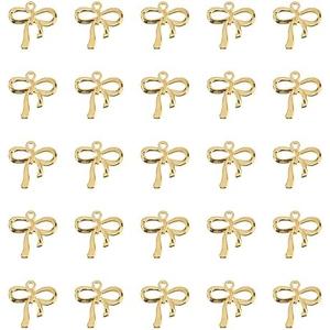 Scicalife 100Pcs Gold Bow Charms for Jewelry Making Alloy Bowknot Pendants for Earrings Necklaces Bracelets DIY Craft Accessories 0.7 Inch Size