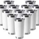 HASLE OUTFITTERS 20oz Tumblers Stainless Steel Mugs with Lid Double Wall Vacuum Insulated Coffee Cups for Cold & Hot Drinks (20oz-White, 12 Pack)