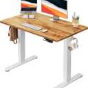 HUANUO Electric Standing Desk, 40" x 24" Whole Piece Desktop, Adjustable Height Computer Desk, 4 Height Memory Settings, Sit Stand Up Desk for Home Office, Light Vintage