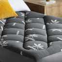 Mattress Topper Queen Size - Viscose Made from Bamboo Pillow Top Mattress Pad with Deep Pockets - Soft Mattress Topper for Back Pain Relief(60"x80",Black)