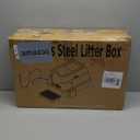 Stainless Steel Litter Box with Lid,Front Entry Top Exit Kitty LitterBox,Extra Large Enclosed Metal Cat Box with Litter Scoop & Litter Mat-Black