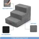 Aodisman Dog Stairs for Small Dogs & Cats,3-Step Extra Wide Non-Slip Pet Steps for Couch Sofa and Chair,Grey,15.7" H