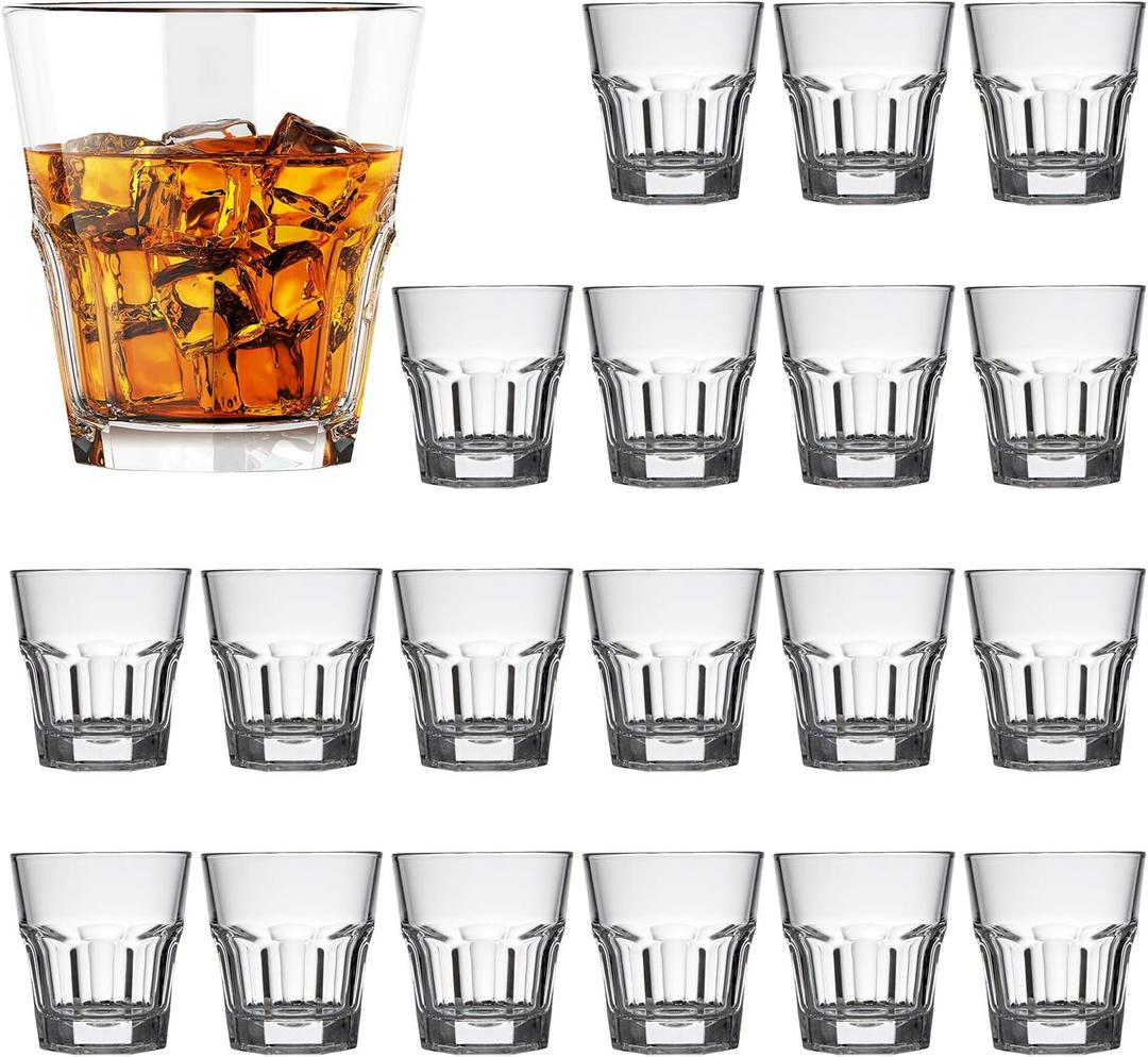 QAPPDA 5 oz Old Fashioned Cocktail Glasses, 20 Pack, Clear, Heavy Base, Dishwasher Safe