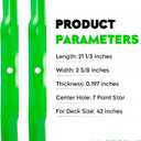 Lawn Mower Blades High Lift Blade 42 inch Deck Fits for AM141034 AM137327 AM141032 M154061 for John Deere D130 D110 D105 D120 D125 X300 Z225 LA135 Z235 SST15 X310 Select Series, 2 PCS