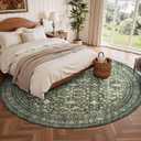 8ft Area Rugs for Living Room Bedroom, Green Washable Non-Slip Carpet