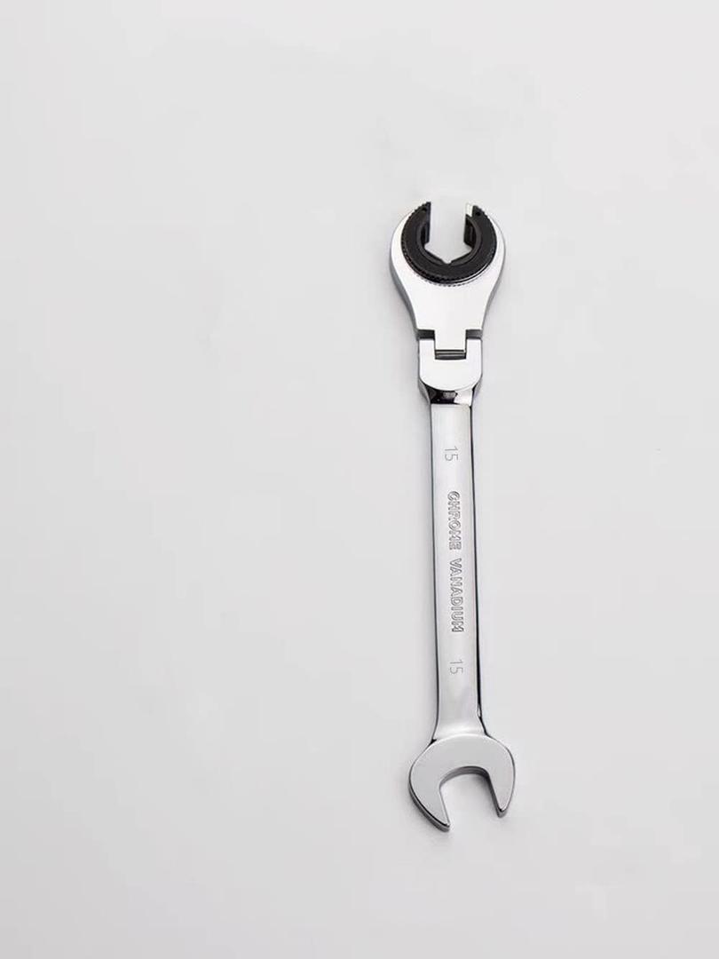 FLZOSPER 15mm Metric Flex-Head Gear Wrench, Ratcheting Fix Combination Spanner