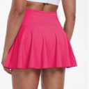 Womens Tennis Skirt with Built-in Shorts High Waisted Pleated Golf Skirts for Women Skater Uniform Cheer Skirt, Extra Large, Hot PInk 