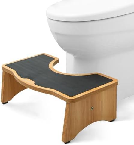 StrongTek Extra Large Squatting Poop Stool for Adults, Wooden Toilet Stool, Anti-Slip Bathroom Step Stool for Kids and Elders, 8 Inch Tall Potty Stool, Sturdy, 400 Lbs Capability, Easy to Install