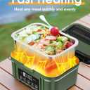 Cordless Electric Lunch Box for Adults Battery-Powered Heated Lunch Box with 1.2L Stainless Steel Container, Timer Function, and Leak-Proof Food Warmer for Work, Travel & Office