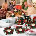 4 Pieces 9" Christmas Candle Ring Wreath Artificial Berries Pine Candle Ring Holder Christmas Wreath Rings for Xmas Home Dining Table Centerpieces Decor