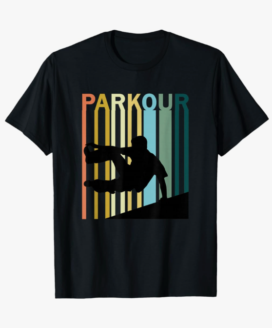 Vintage Style Parkour Silhouette T-Shirt Small