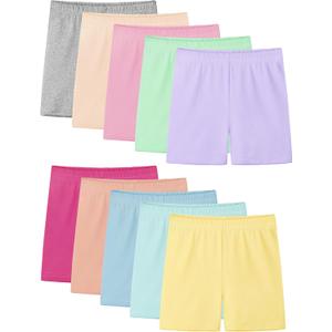 Resinta 10 Pack Girls Bike Shorts Cartwheel Under Dress Dance Shorts for Toddler Girls Kids Multicolor, size 7-8