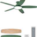 VONLUCE Ceiling Fans with Lights, 52 Inch Ceiling Fan and Remote, Full-spectrum LED Light, 3CCT, 6-Speeds Noiseless Reversible DC Motor, Modern Ceiling Fan for Farmhouse Bedroom Indoor, Green