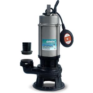 1HP Submersible Sewage Grinder Pump, Stainless Steel Housing, 2" NPT Discharge - For 30"+ Deep Sewage Basins, Septic Tanks, 52.5ft Head 6076GPH Max Flow, 115V