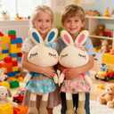 Set of 2 Easter Bunny Plush for Kids, 18.3" Easter Stuffed Animal, Big Rabbit Toys Cute Birthday Gifts for Boy Girl, Pink & Blue
