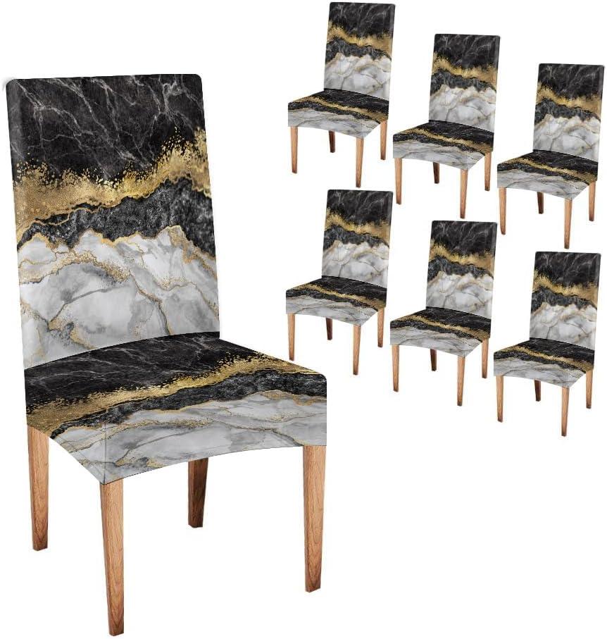 CAPSCEOLL Chair Covers Set of 6 Removable Washable Parson Chair Covers for Dining Room Living Room Kitchen (Abstract 1)
