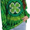 TMSD Women's Mardi Gras St Patrick's Day Sweatshirt Raglan Sleeve Crew Neck Top, XXL