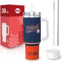 Detroit 30 oz Tumbler with Handle and Straw,Car cup,100% Leakproof Insulated Tumbler with Lid and Straw,Made of Stainless Steel,Cup Holder Friendly Base,Classic Collection Gifts for Fans