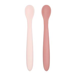 METALLIXITY Mini Silicone Spoon, Non Stick Easy Grip Light Pink/Brick Red