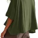 Tankaneo Womens Oversized T-Shirts Cropped Summer Casual Short Sleeve Loose Fit Tee Tops (Green, M)